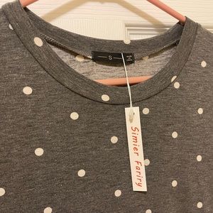 Gray and White Polka Dot Dress - Small